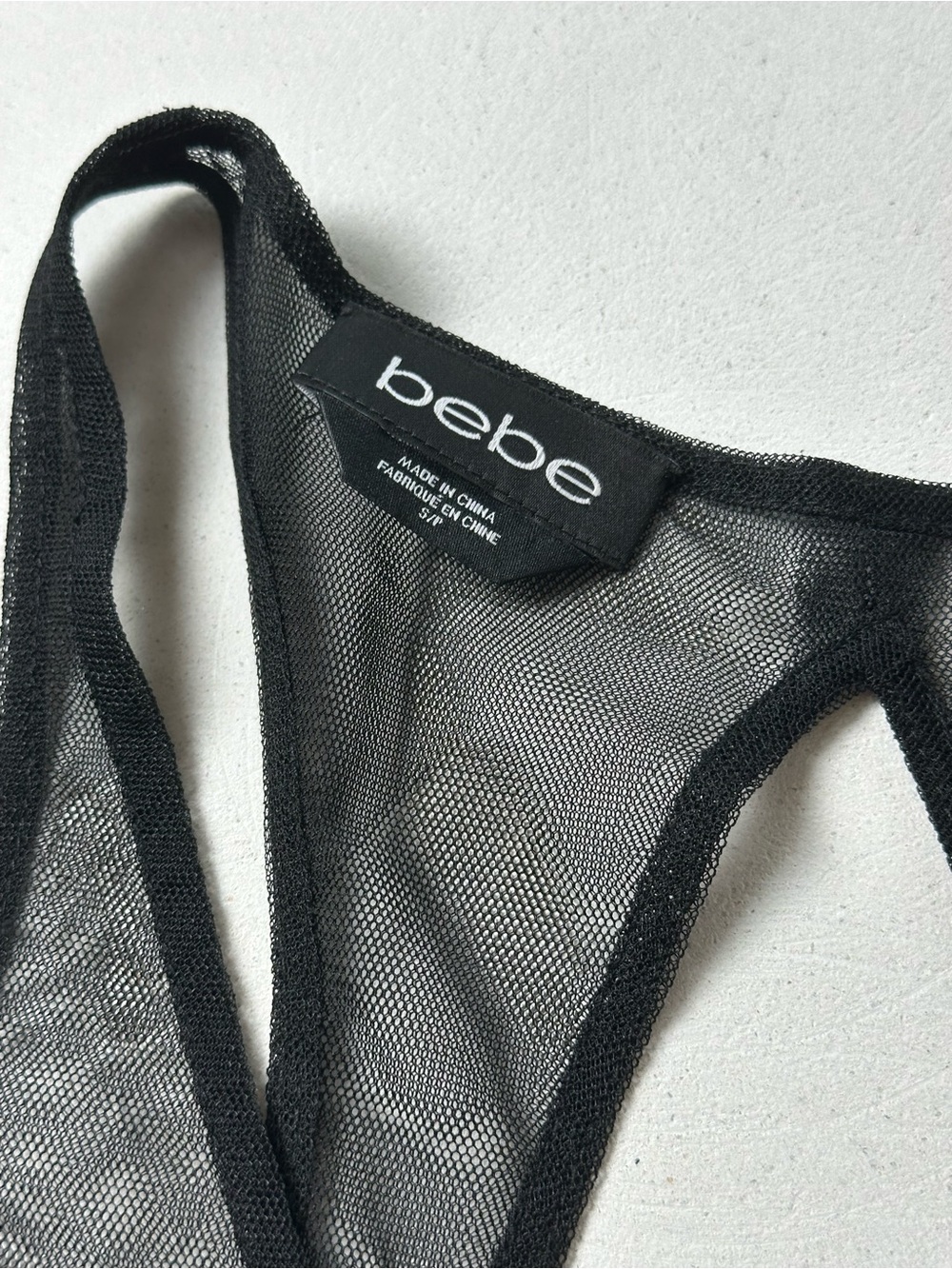 Authentic bebe Black Mesh Fringe Crop Top - Picture 4 of 6